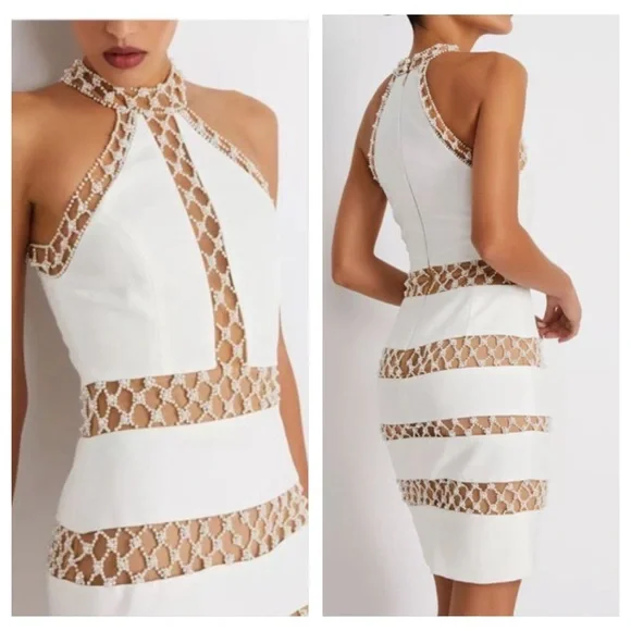 PatBO Pearl Beaded Mini Dress PatBO Pearl Beaded Mini Dress